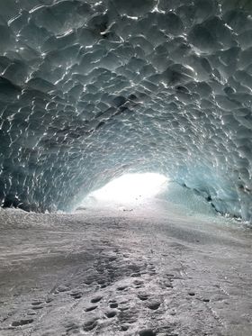 May 2021 - The Ephemeral Ice Tunnel is still filled up with ice. About 200 yards long.